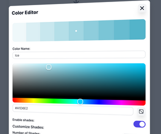 Color editor panel for a color named Ice.